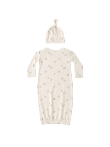 QUINCY MAE Elephants Bamboo Gown + Hat Set