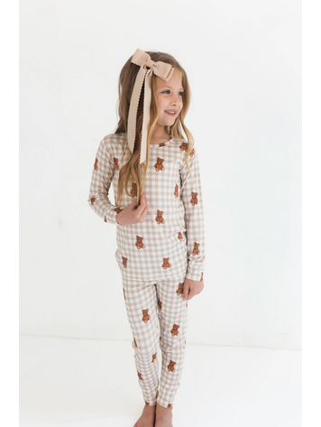 IN MY JAMMERS Teddy Gingham Two Piece Set