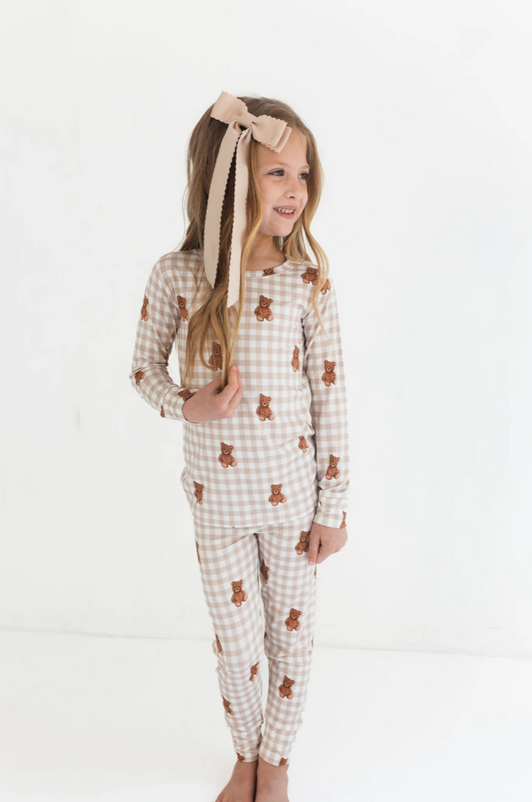 IN MY JAMMERS Teddy Gingham Two Piece Set