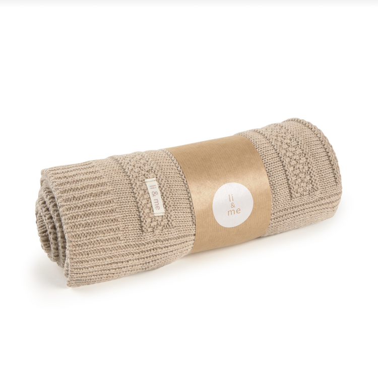 LI + ME Contrasting Striped Knit Blanket - Toasted