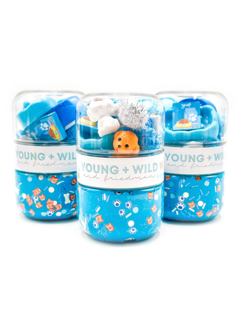 YOUNG + WILD AND FRIEDMAN Blue Pet Shop Grab & Go Dough Jar