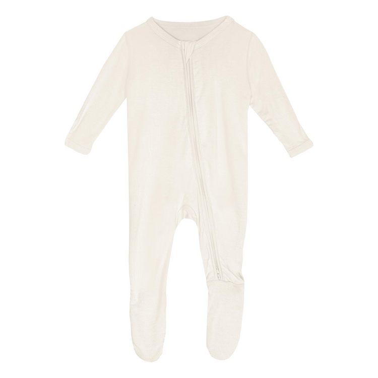 KICKEE PANTS Solid Footie With 2 Way Zipper
