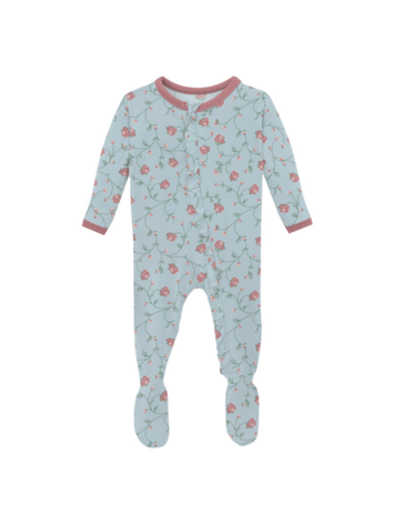 KICKEE PANTS Floral Vines Ruffle 2 Way Zipper