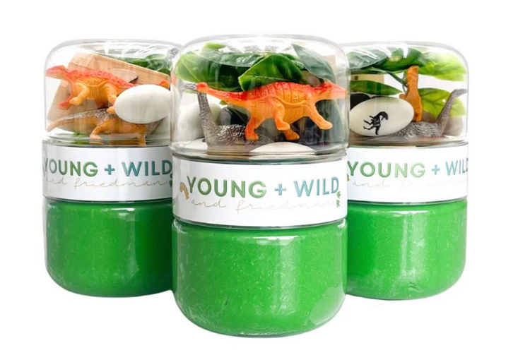 YOUNG + WILD AND FRIEDMAN Dinosaur Grab & Go Dough Jar