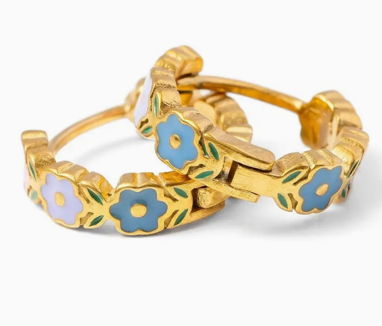PIP POP POST Flower Hoop Earrings