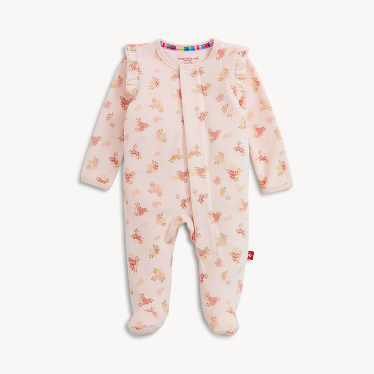 MAGNETIC ME Floral Girls Velour Footie