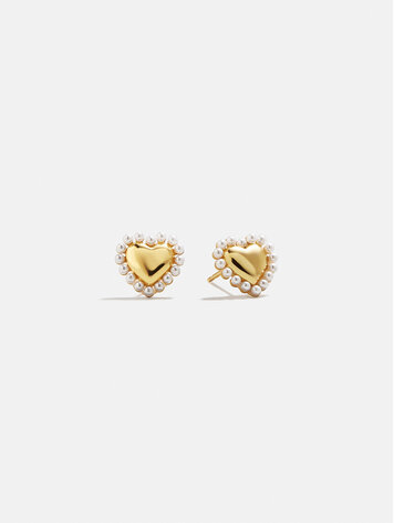 BAUBLEBAR Pearl-Kissed 18K Heart Earrings