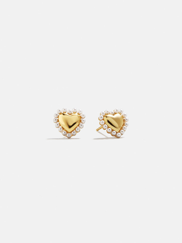 BAUBLEBAR Pearl-Kissed 18K Heart Earrings