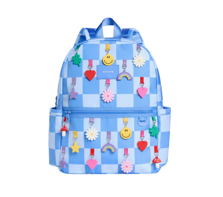 STATE BAGS Charms Blue Check Kane Backpack