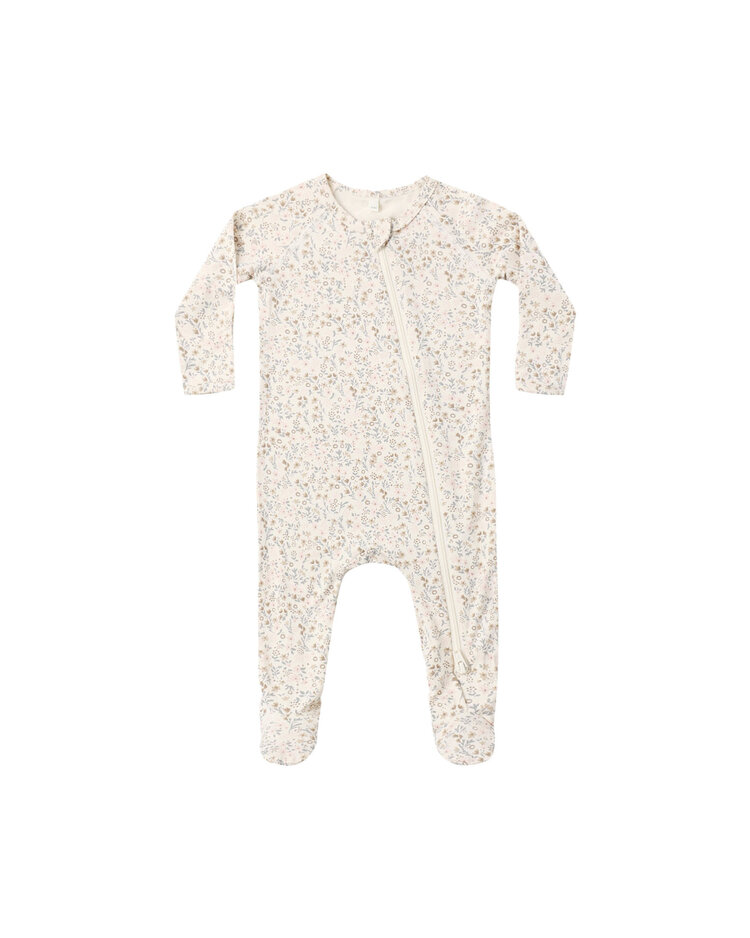 QUINCY MAE Bamboo Bloom Zip Footie