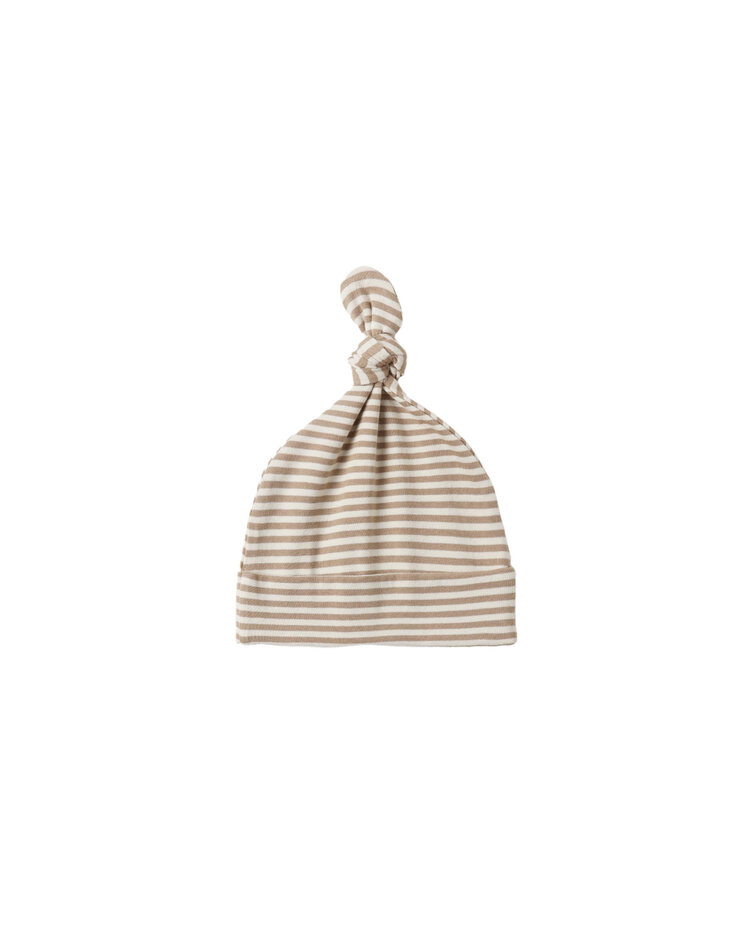 QUINCY MAE Knotted Baby Hat - Almond Stripe