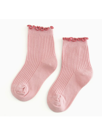 LITTLE STOCKING CO Ribbed Lettuce Trim Midi Socks