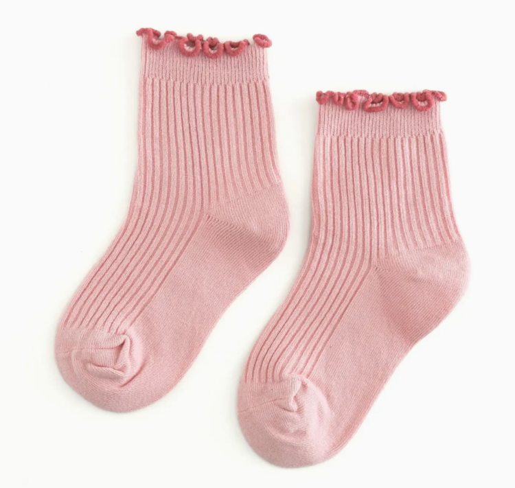 LITTLE STOCKING CO Ribbed Lettuce Trim Midi Socks