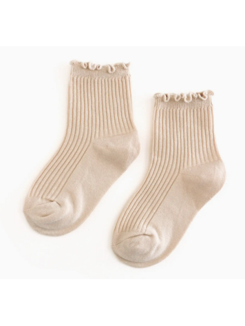 LITTLE STOCKING CO Ribbed Lettuce Trim Midi Socks