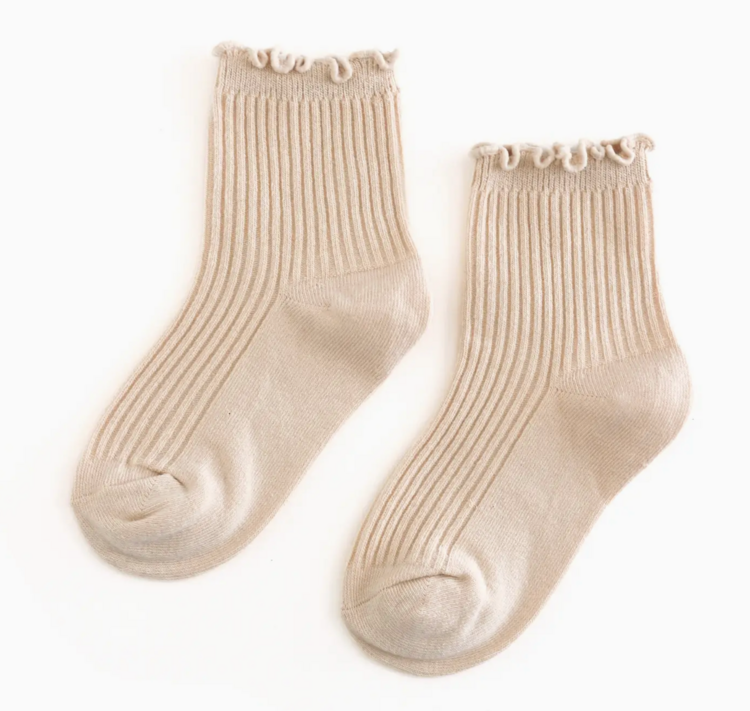 LITTLE STOCKING CO Ribbed Lettuce Trim Midi Socks