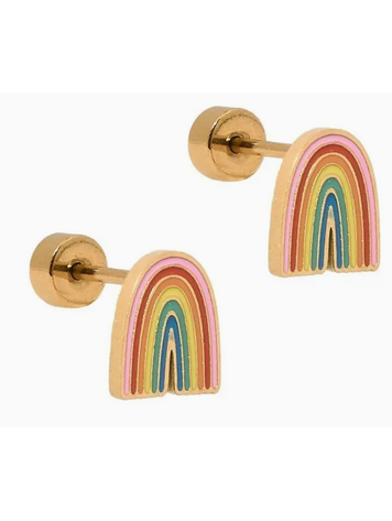 LINNY CO Rainbow Screwback Stud Earrings