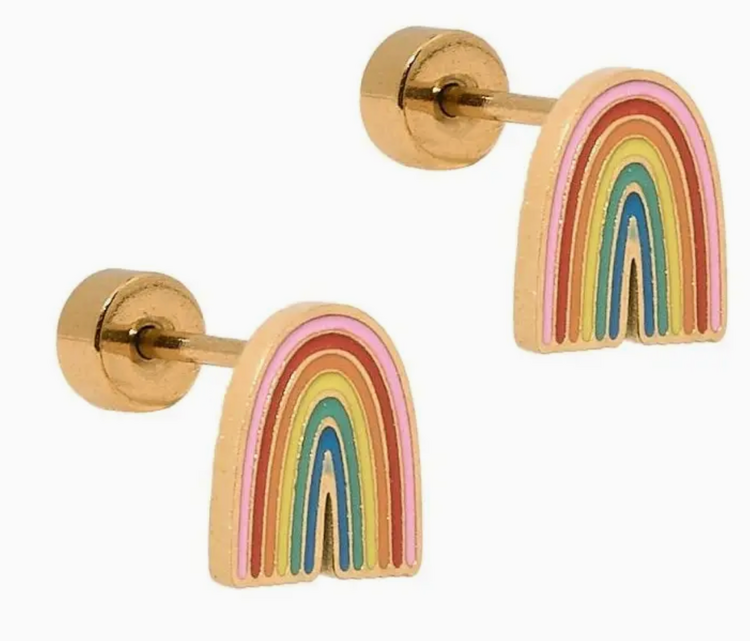 LINNY CO Rainbow Screwback Stud Earrings