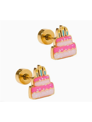 LINNY CO Birthday Cake Screwback Stud Earrings