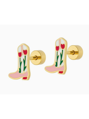 LINNY CO Cowgirl Boot Screwback Stud Earrings