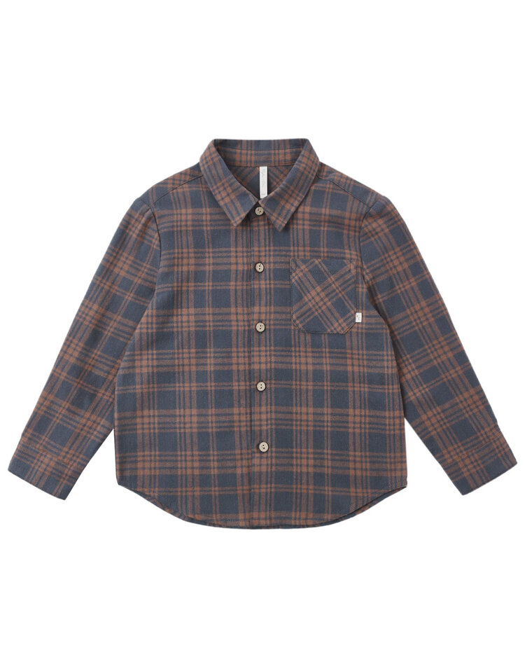 RYLEE AND CRU Collared Long Sleeve Plaid Shirt
