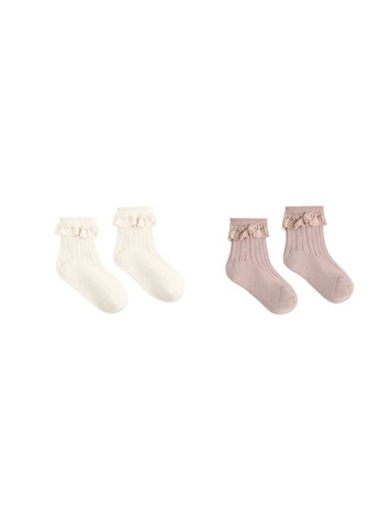 RYLEE AND CRU Lace Trim 2-Pack Baby Socks