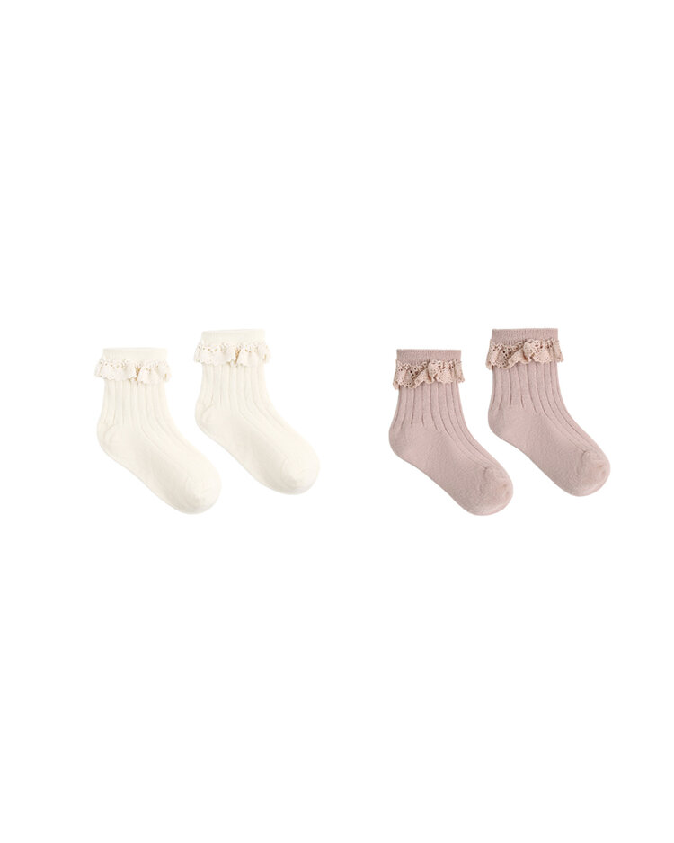 RYLEE AND CRU Lace Trim 2-Pack Baby Socks