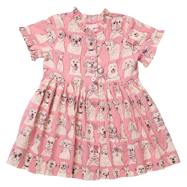 PINK CHICKEN Autumn Sketched Dogs Dress