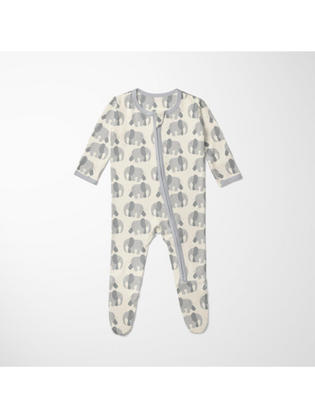 KICKEE PANTS Elephant Footie With 2 Way Zipper