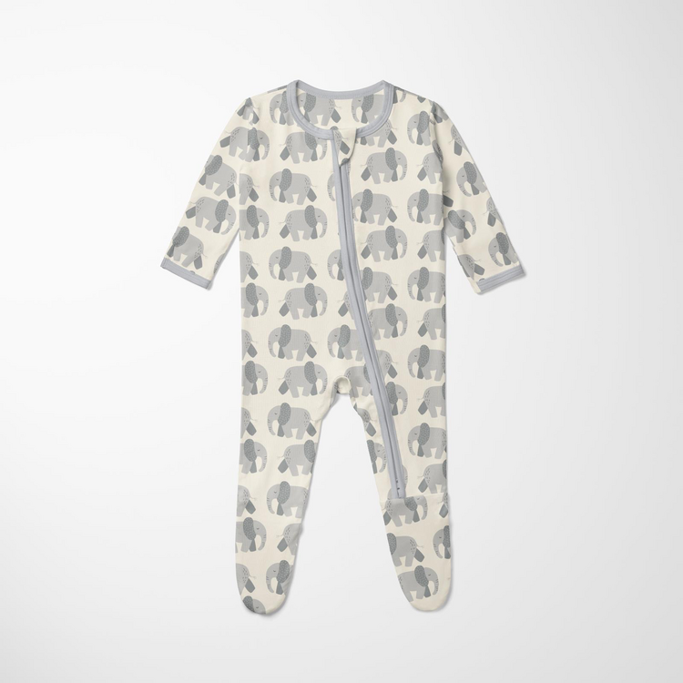 KICKEE PANTS Elephant Footie With 2 Way Zipper