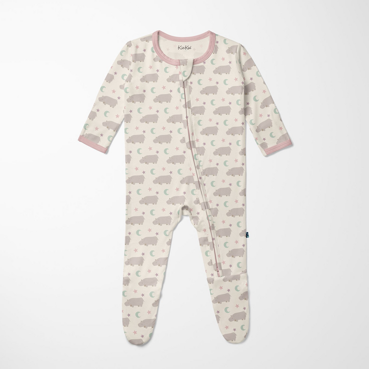 KICKEE PANTS Hippo Footie With 2 Way Zipper