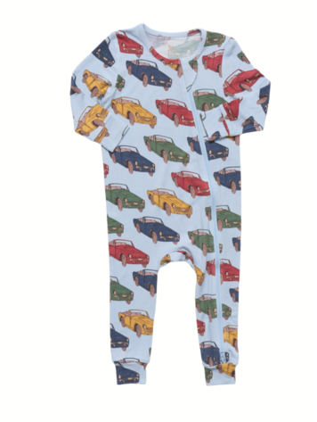 PINK CHICKEN Vintage Cars Bamboo Romper