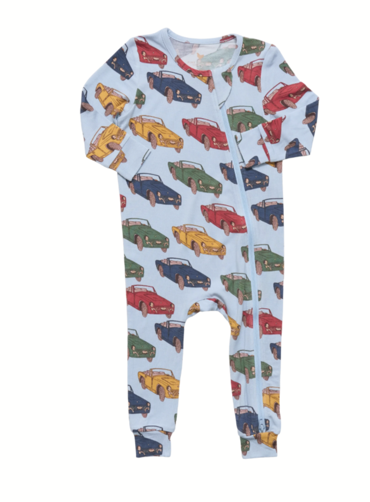 PINK CHICKEN Vintage Cars Bamboo Romper