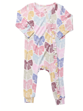 PINK CHICKEN Multi Bows Ruffle Bamboo Romper