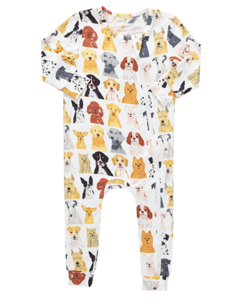 PINK CHICKEN Watercolor Dogs Bamboo Romper