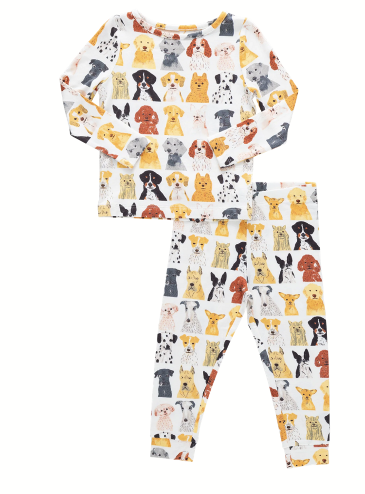 PINK CHICKEN Watercolor Dogs Bamboo PJ Set
