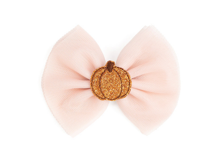 SWEET WINK Pumpkin Tulle Bow Clip