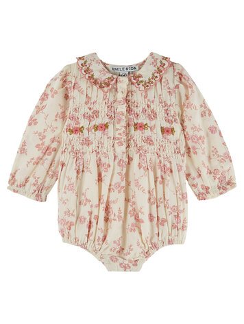 EMILE ET IDA Embroidered Smocked Romper