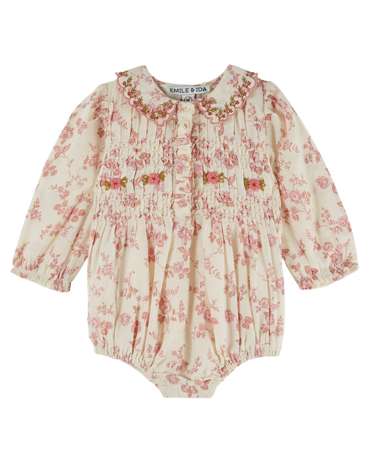 EMILE ET IDA Embroidered Smocked Romper