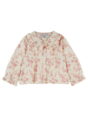 EMILE ET IDA Flounce Collar Printed Baby Blouse