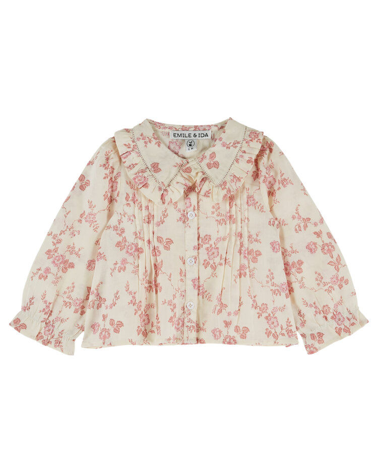 EMILE ET IDA Flounce Collar Printed Baby Blouse