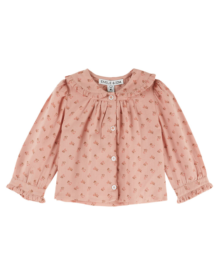 EMILE ET IDA Printed Collar Baby Blouse