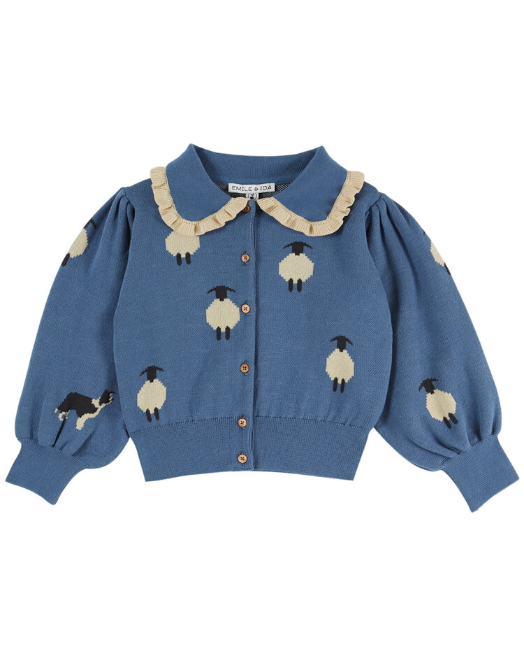 EMILE ET IDA Jacquard Flounce Collar Cardigan