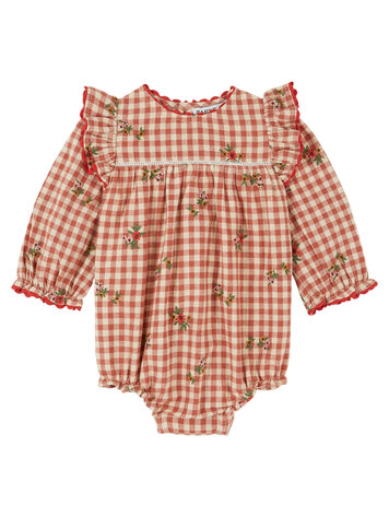 EMILE ET IDA Embroidered Flounce Romper