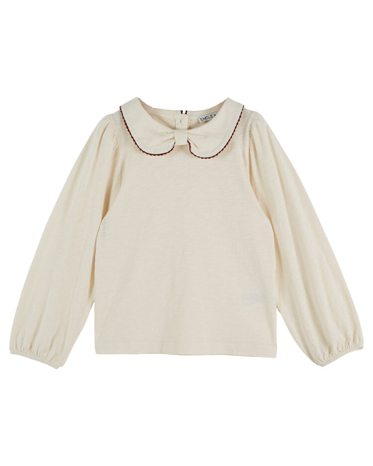 EMILE ET IDA Picot Edged Slub Jersey Blouse