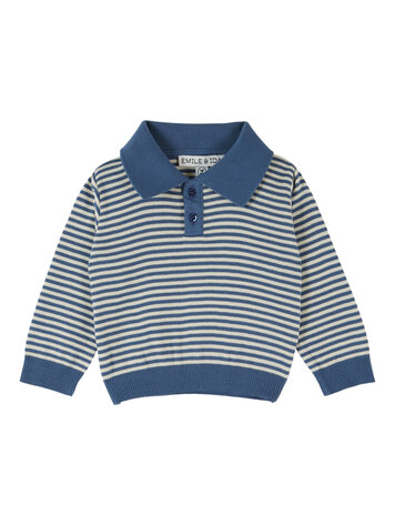 EMILE ET IDA Duffle Striped Polo Baby Sweatshirt