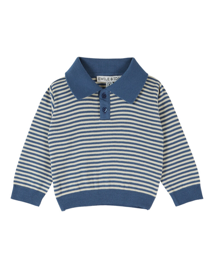 EMILE ET IDA Duffle Striped Polo Baby Sweatshirt