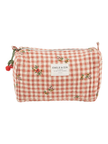 EMILE ET IDA Vichy Broderie Toiletry Bag