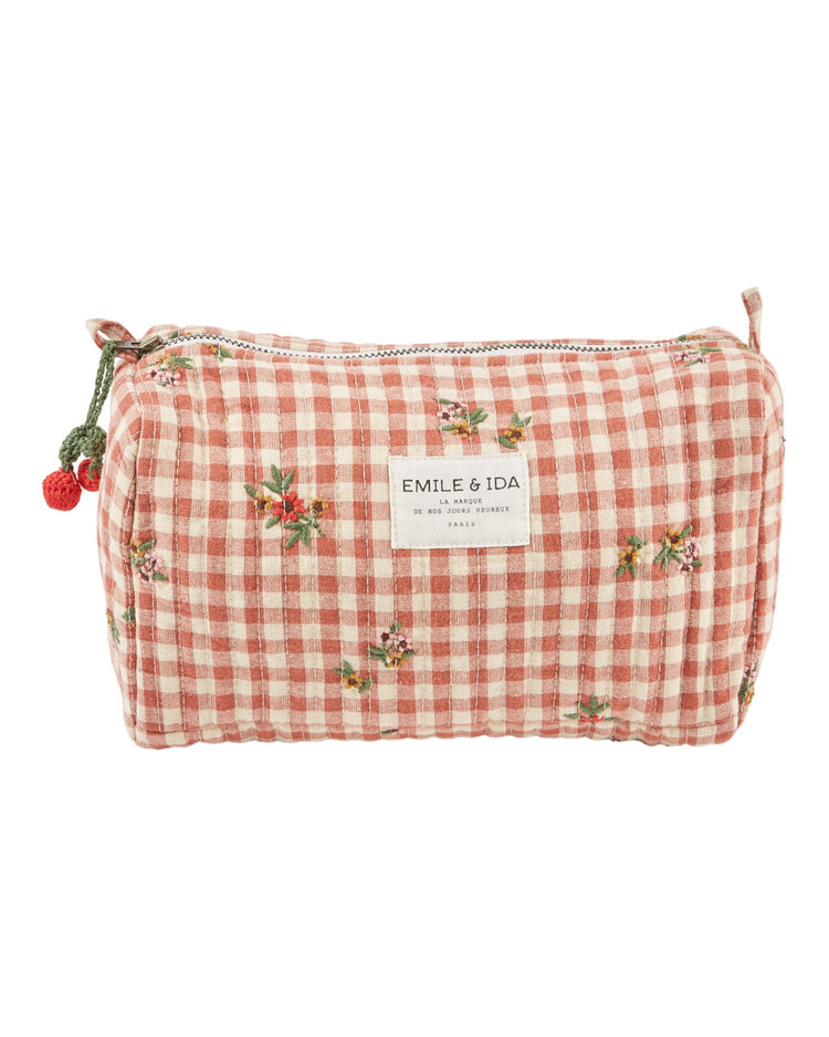 EMILE ET IDA Vichy Broderie Toiletry Bag