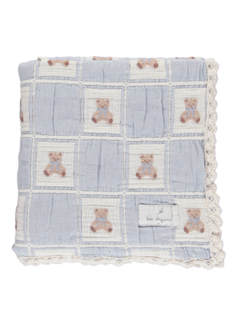 BEBE ORGANIC Teddy Patchwork Blanket - Blue