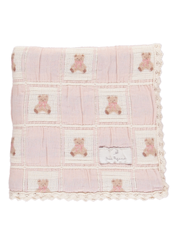 BEBE ORGANIC Teddy Patchwork Blanket - Mauve